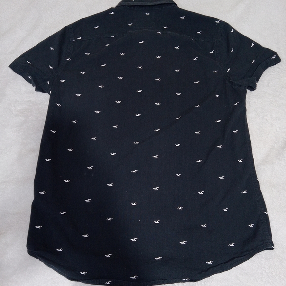 Hollister Shirt Mens M Navy Blue Epic Flex Stretch Button Down Preppy Y2K Cotton - Picture 9 of 10